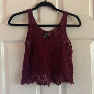 Dark Red Windsor Crop Top Tank Top